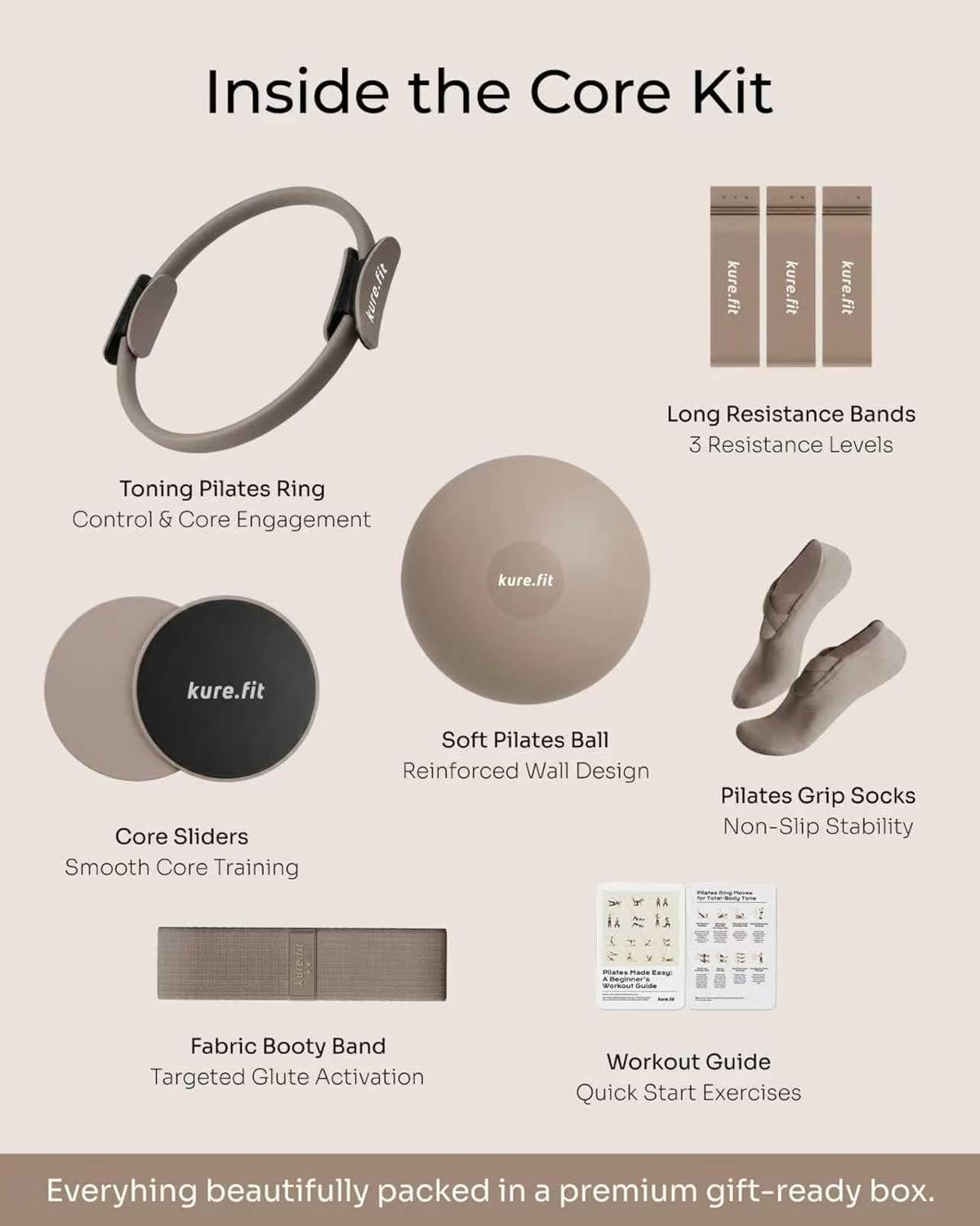 Pilates Kit | Pilates Equipment Set for Home Workouts | Accessories & Guide