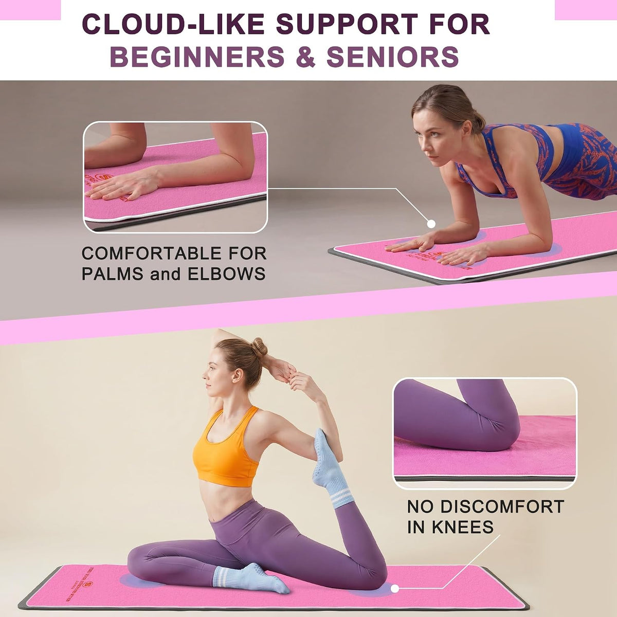 Upgraded Yoga Mat Towel with Bonus Grip Socks, Rose Pink