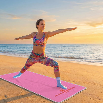 Upgraded Yoga Mat Towel with Bonus Grip Socks, Rose Pink