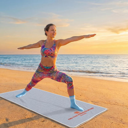 Upgraded Yoga Mat Towel with Bonus Grip Socks, Rose Pink