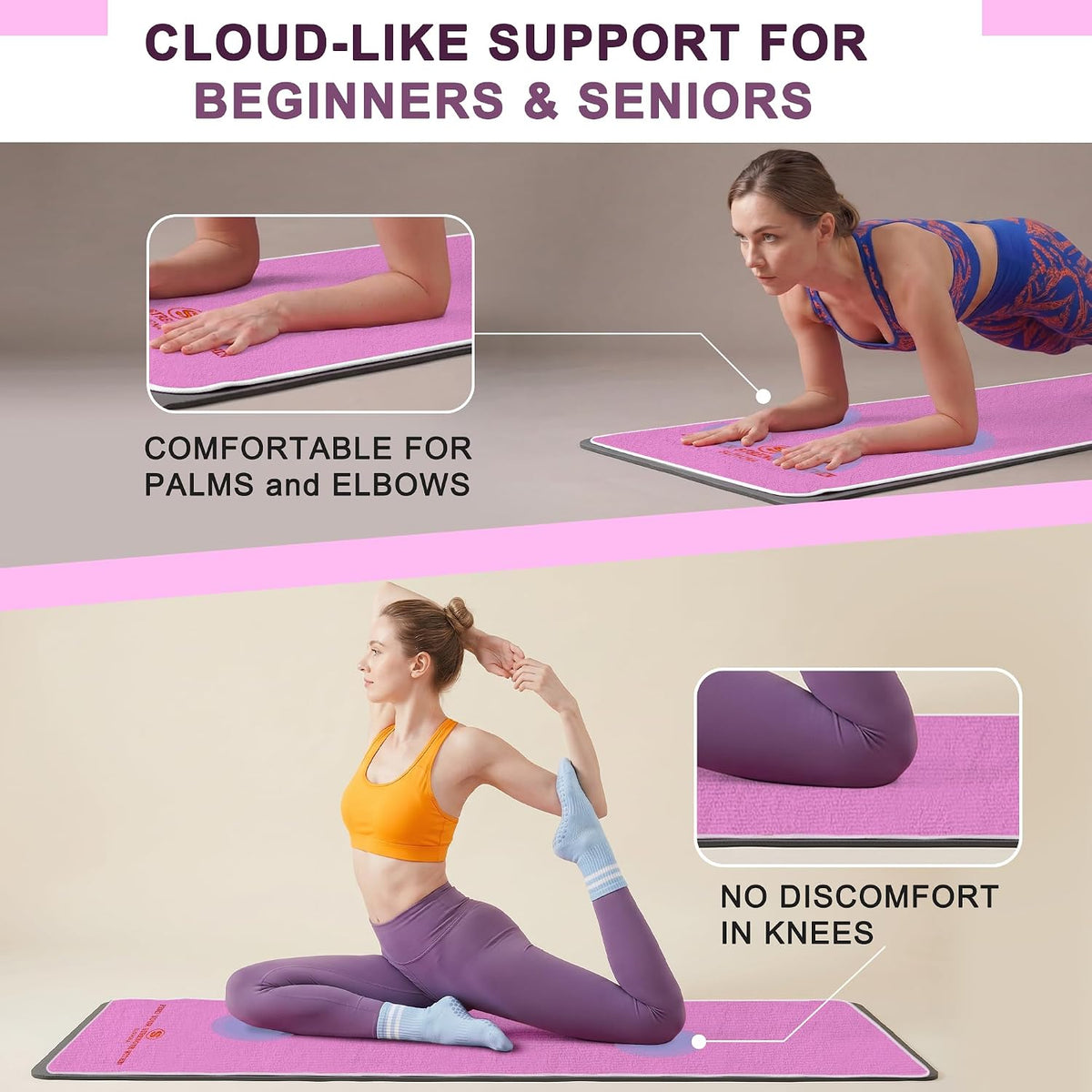 Upgraded Yoga Mat Towel with Bonus Grip Socks, Rose Pink