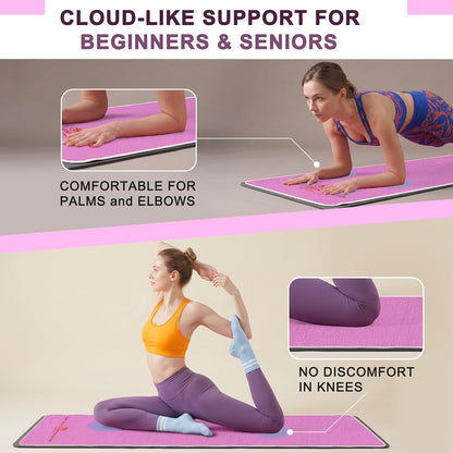 Upgraded Yoga Mat Towel with Bonus Grip Socks, Rose Pink