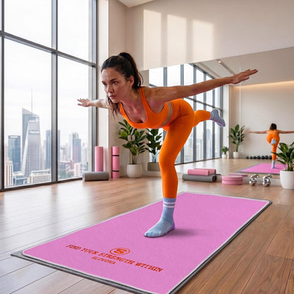 Upgraded Yoga Mat Towel with Bonus Grip Socks, Rose Pink