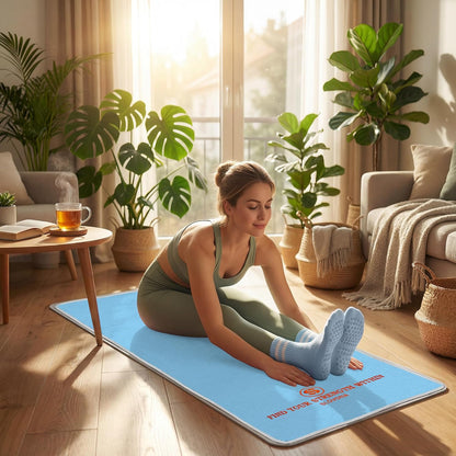 Upgraded Yoga Mat Towel with Bonus Grip Socks, Rose Pink