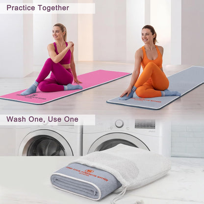 Upgraded Yoga Mat Towel with Bonus Grip Socks, Rose Pink