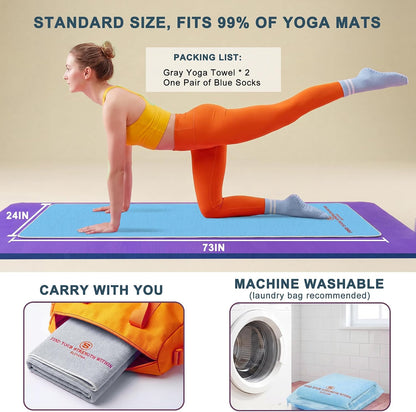 Upgraded Yoga Mat Towel with Bonus Grip Socks, Rose Pink