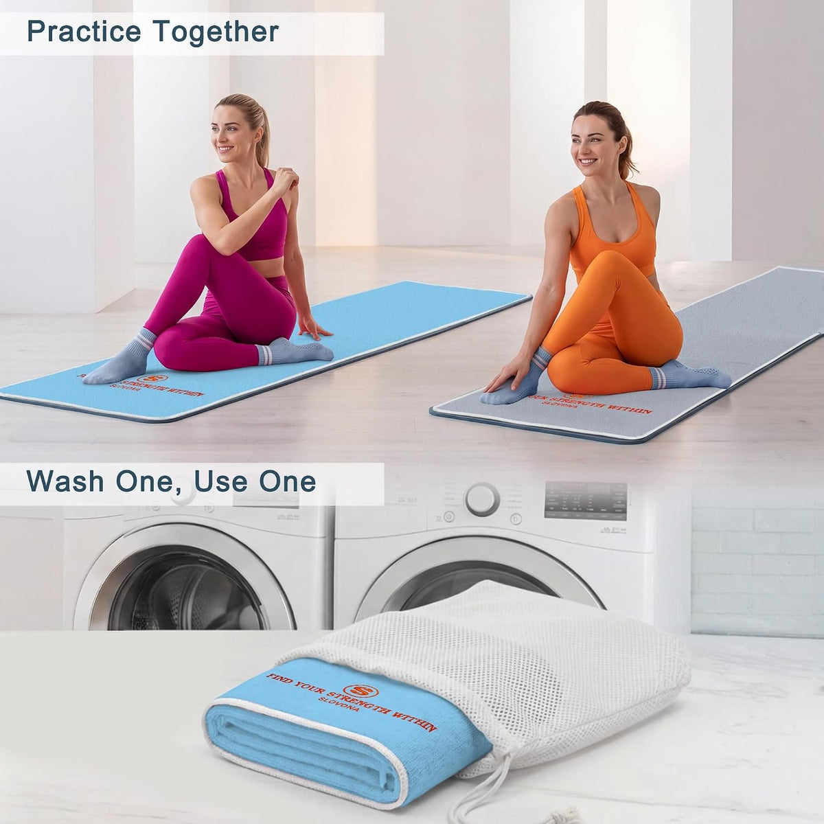 Upgraded Yoga Mat Towel with Bonus Grip Socks, Rose Pink