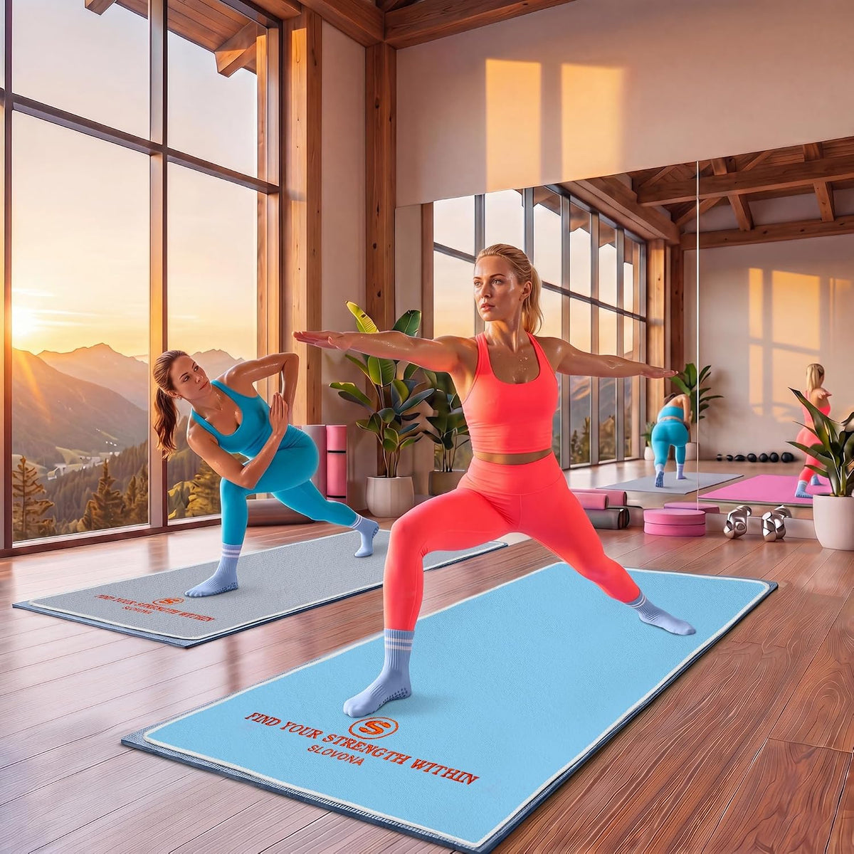 Upgraded Yoga Mat Towel with Bonus Grip Socks, Rose Pink