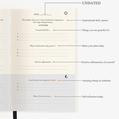 The Gratitude Journal for More Happiness, Optimism, Affirmation & Reflection - An Effective Manifestation Guide Journal, Undated Daily Journals for Women & Men (Beige)