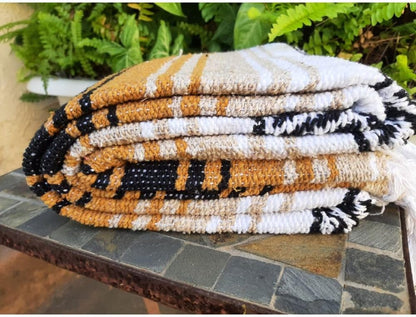 Open Road Goods Multi Color Mexican Falsa Blanket - Handwoven in Mexico - Great for The Beach, Picnics, Yoga, or a Throw! (Mint/Purple)