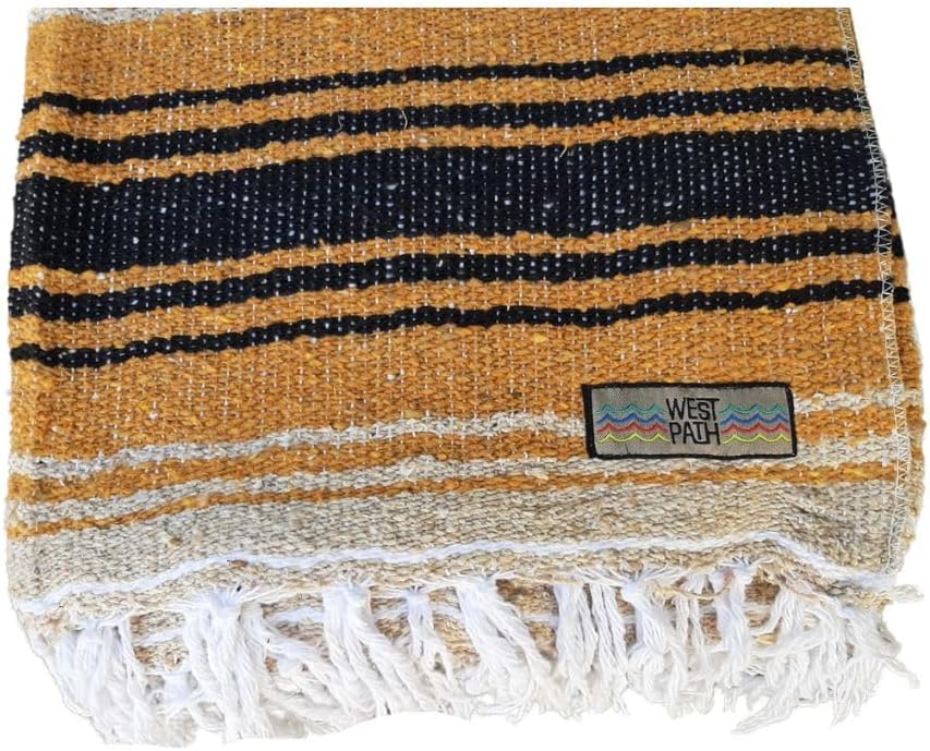 Open Road Goods Multi Color Mexican Falsa Blanket - Handwoven in Mexico - Great for The Beach, Picnics, Yoga, or a Throw! (Mint/Purple)