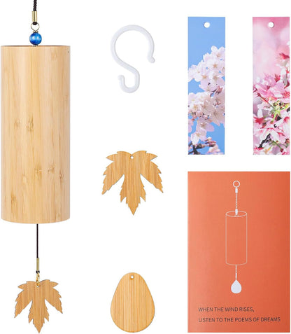 Bamboo Wind Chimes for Outdoors Meditation Zen Windchime Memorial Wind Chimes Sound Therapy Water Nature Sound (C Chord (Summer))