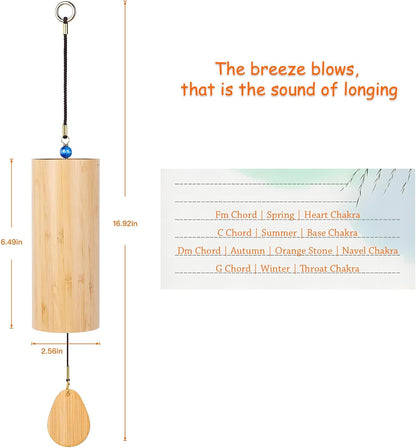 Bamboo Wind Chimes for Outdoors Meditation Zen Windchime Memorial Wind Chimes Sound Therapy Water Nature Sound (C Chord (Summer))