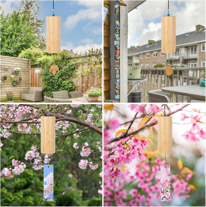 Bamboo Wind Chimes for Outdoors Meditation Zen Windchime Memorial Wind Chimes Sound Therapy Water Nature Sound (C Chord (Summer))