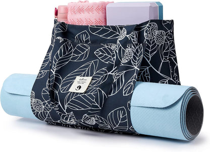 WLLWOO Yoga Mat Carrier Bag for Women Canvas Carryall Tote Gym Pilates