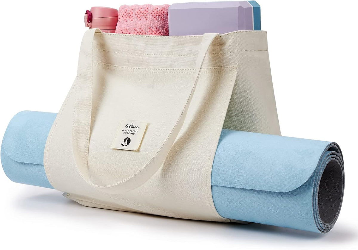 WLLWOO Yoga Mat Carrier Bag for Women Canvas Carryall Tote Gym Pilates