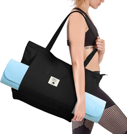 WLLWOO Yoga Mat Carrier Bag for Women Canvas Carryall Tote Gym Pilates
