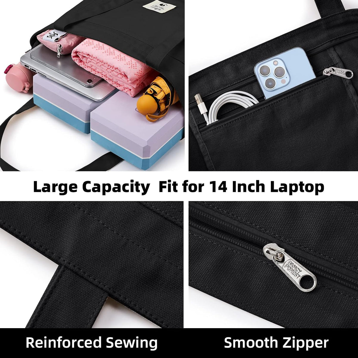 WLLWOO Yoga Mat Carrier Bag for Women Canvas Carryall Tote Gym Pilates