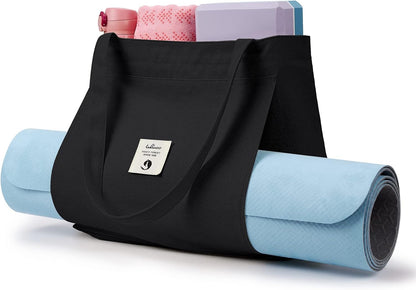 WLLWOO Yoga Mat Carrier Bag for Women Canvas Carryall Tote Gym Pilates