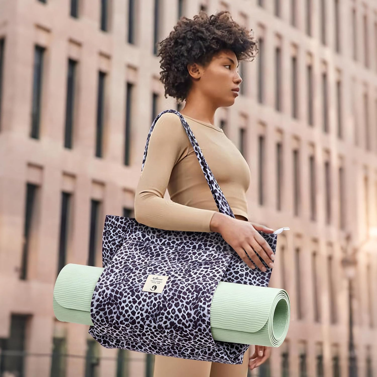 WLLWOO Yoga Mat Carrier Bag for Women Canvas Carryall Tote Gym Pilates