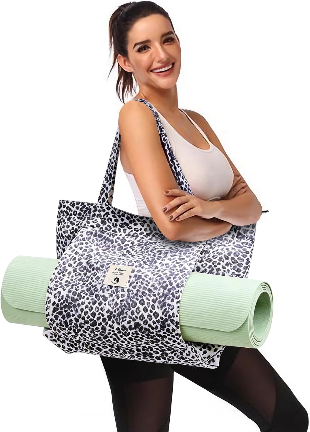 WLLWOO Yoga Mat Carrier Bag for Women Canvas Carryall Tote Gym Pilates