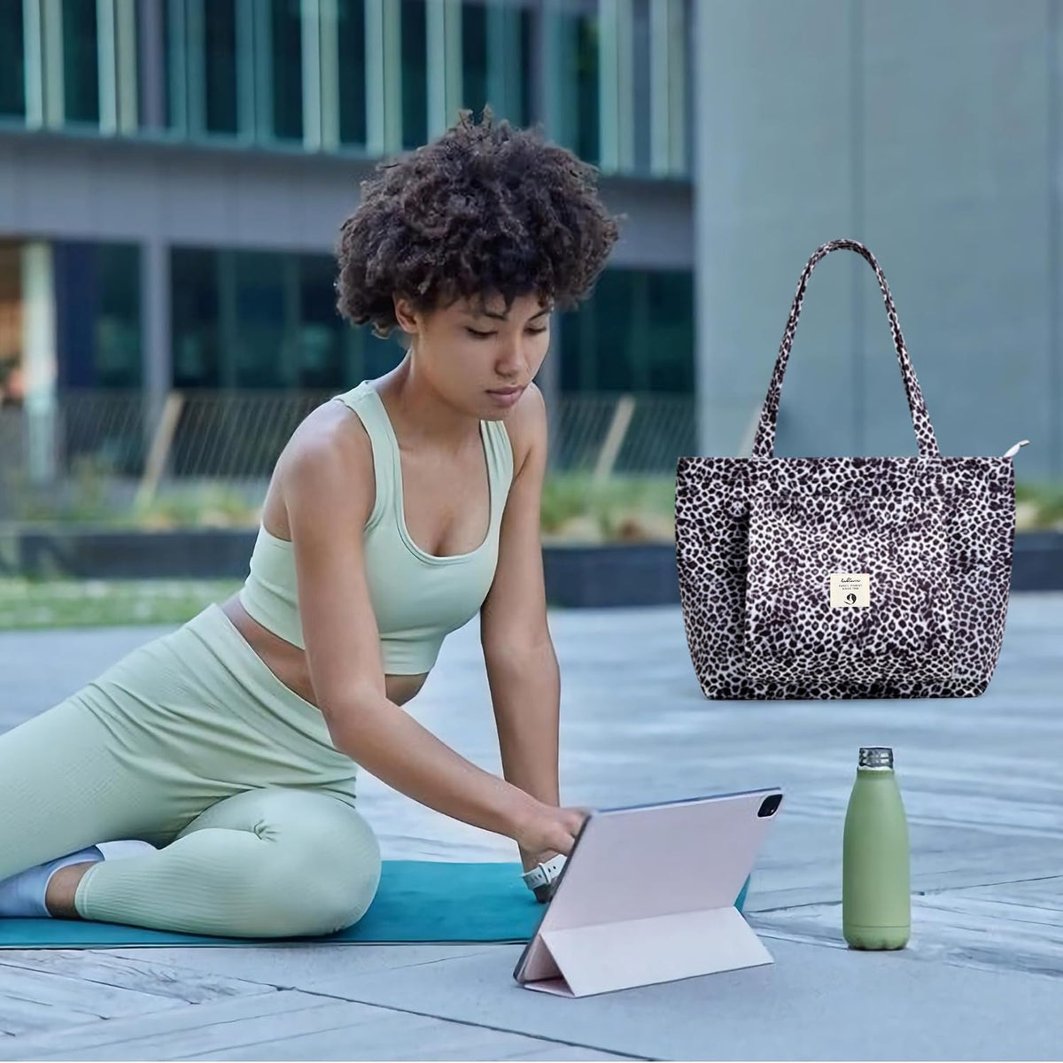 WLLWOO Yoga Mat Carrier Bag for Women Canvas Carryall Tote Gym Pilates