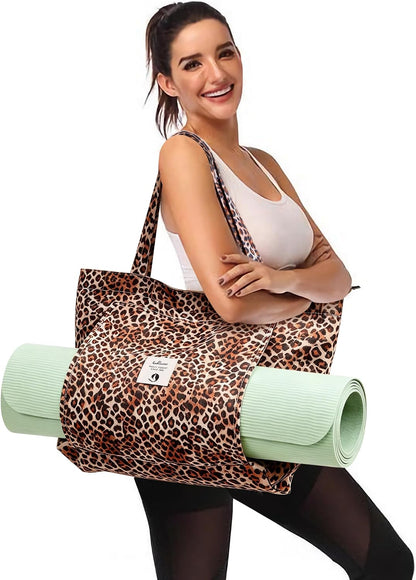 WLLWOO Yoga Mat Carrier Bag for Women Canvas Carryall Tote Gym Pilates
