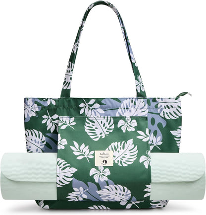 WLLWOO Yoga Mat Carrier Bag for Women Canvas Carryall Tote Gym Pilates