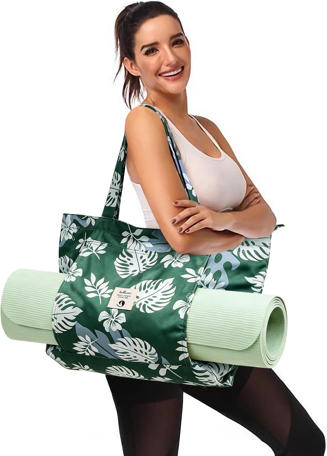 WLLWOO Yoga Mat Carrier Bag for Women Canvas Carryall Tote Gym Pilates