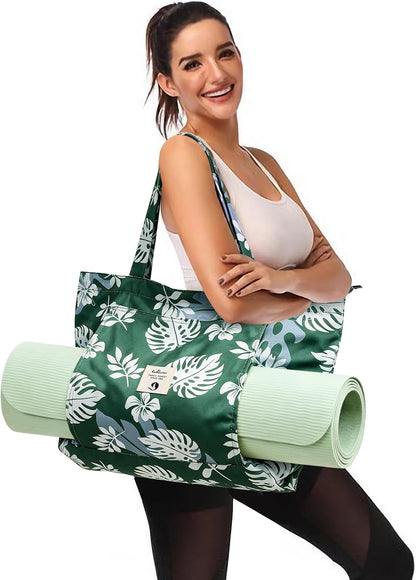 WLLWOO Yoga Mat Carrier Bag for Women Canvas Carryall Tote Gym Pilates