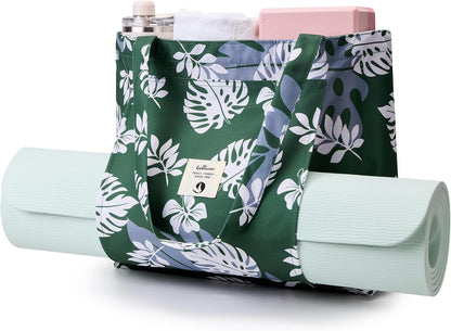 WLLWOO Yoga Mat Carrier Bag for Women Canvas Carryall Tote Gym Pilates