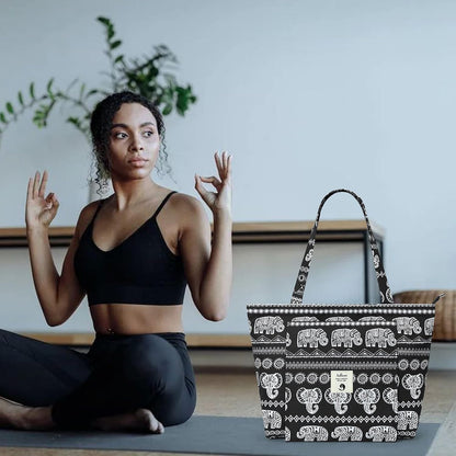 WLLWOO Yoga Mat Carrier Bag for Women Canvas Carryall Tote Gym Pilates