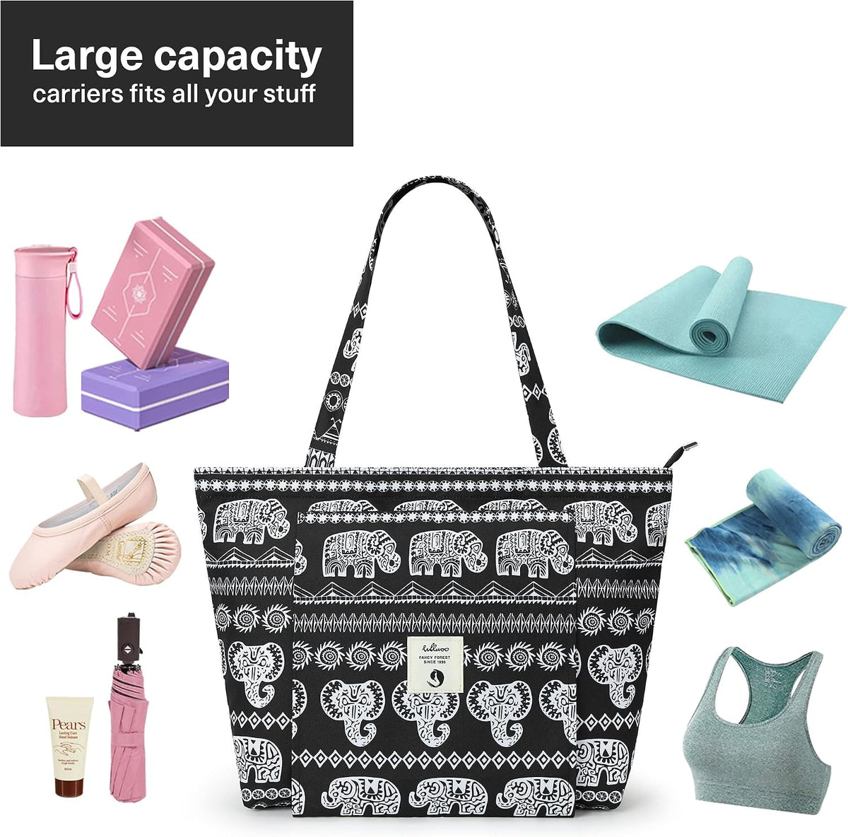 WLLWOO Yoga Mat Carrier Bag for Women Canvas Carryall Tote Gym Pilates