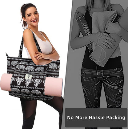 WLLWOO Yoga Mat Carrier Bag for Women Canvas Carryall Tote Gym Pilates