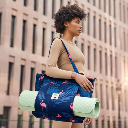 WLLWOO Yoga Mat Carrier Bag for Women Canvas Carryall Tote Gym Pilates