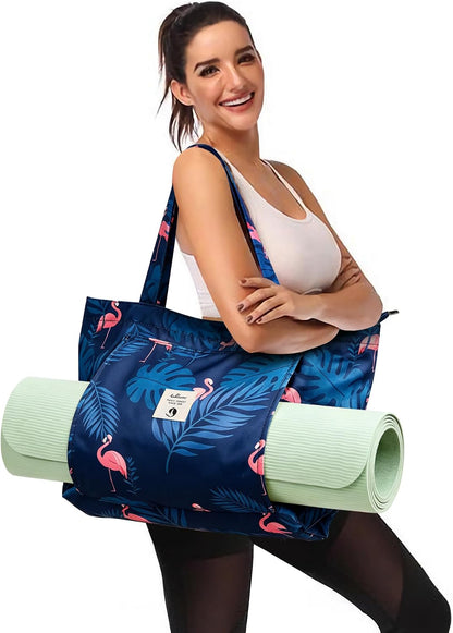 WLLWOO Yoga Mat Carrier Bag for Women Canvas Carryall Tote Gym Pilates