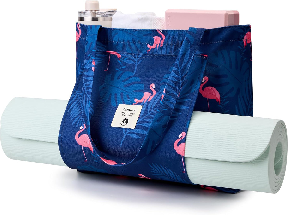 WLLWOO Yoga Mat Carrier Bag for Women Canvas Carryall Tote Gym Pilates