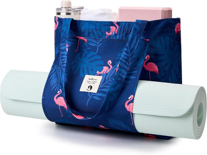 WLLWOO Yoga Mat Carrier Bag for Women Canvas Carryall Tote Gym Pilates