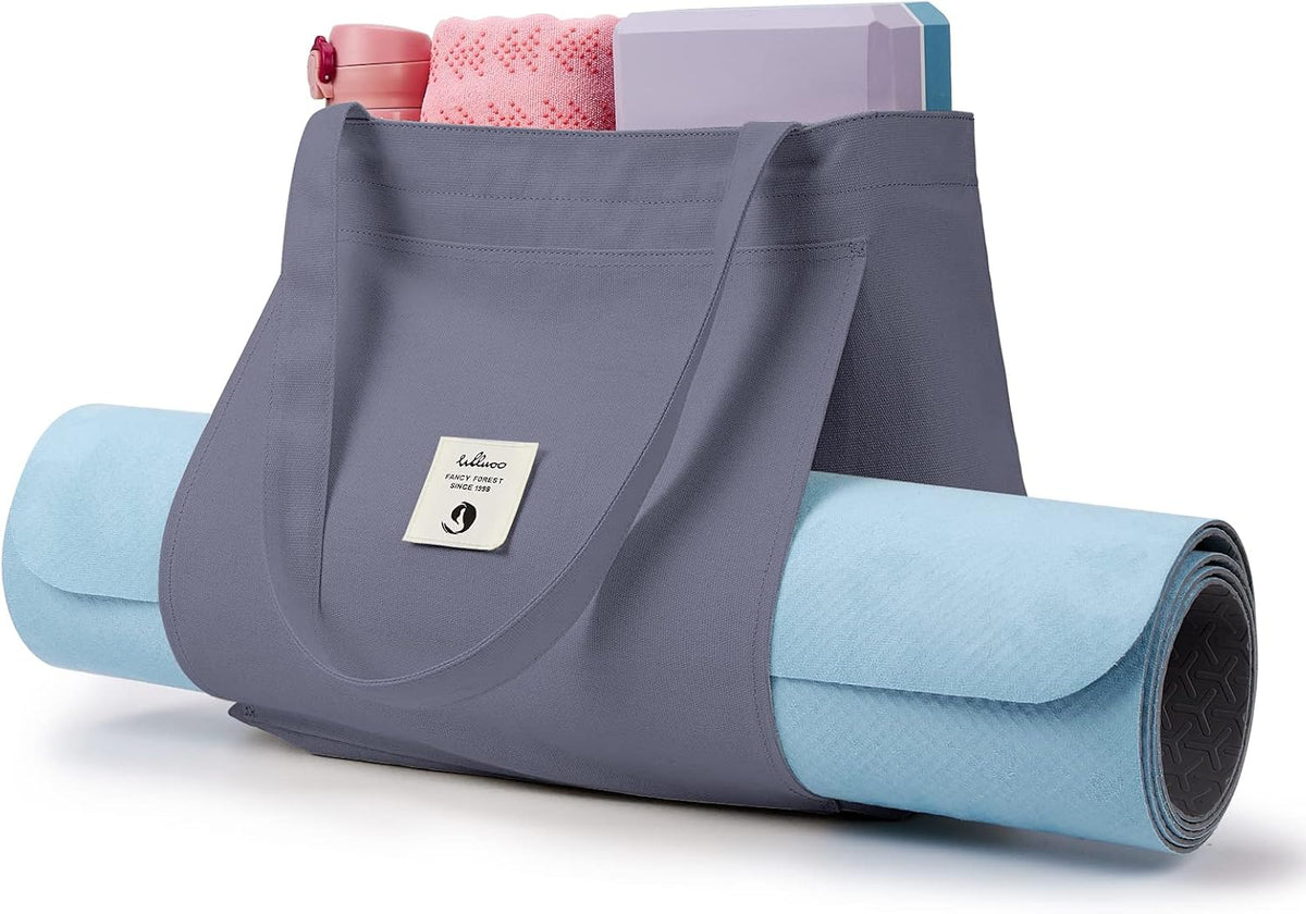 WLLWOO Yoga Mat Carrier Bag for Women Canvas Carryall Tote Gym Pilates