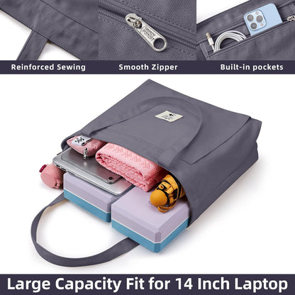 WLLWOO Yoga Mat Carrier Bag for Women Canvas Carryall Tote Gym Pilates