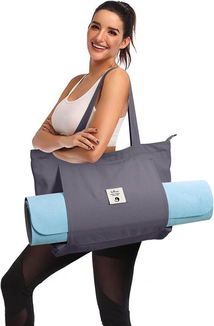 WLLWOO Yoga Mat Carrier Bag for Women Canvas Carryall Tote Gym Pilates