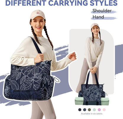 WLLWOO Yoga Mat Carrier Bag for Women Canvas Carryall Tote Gym Pilates