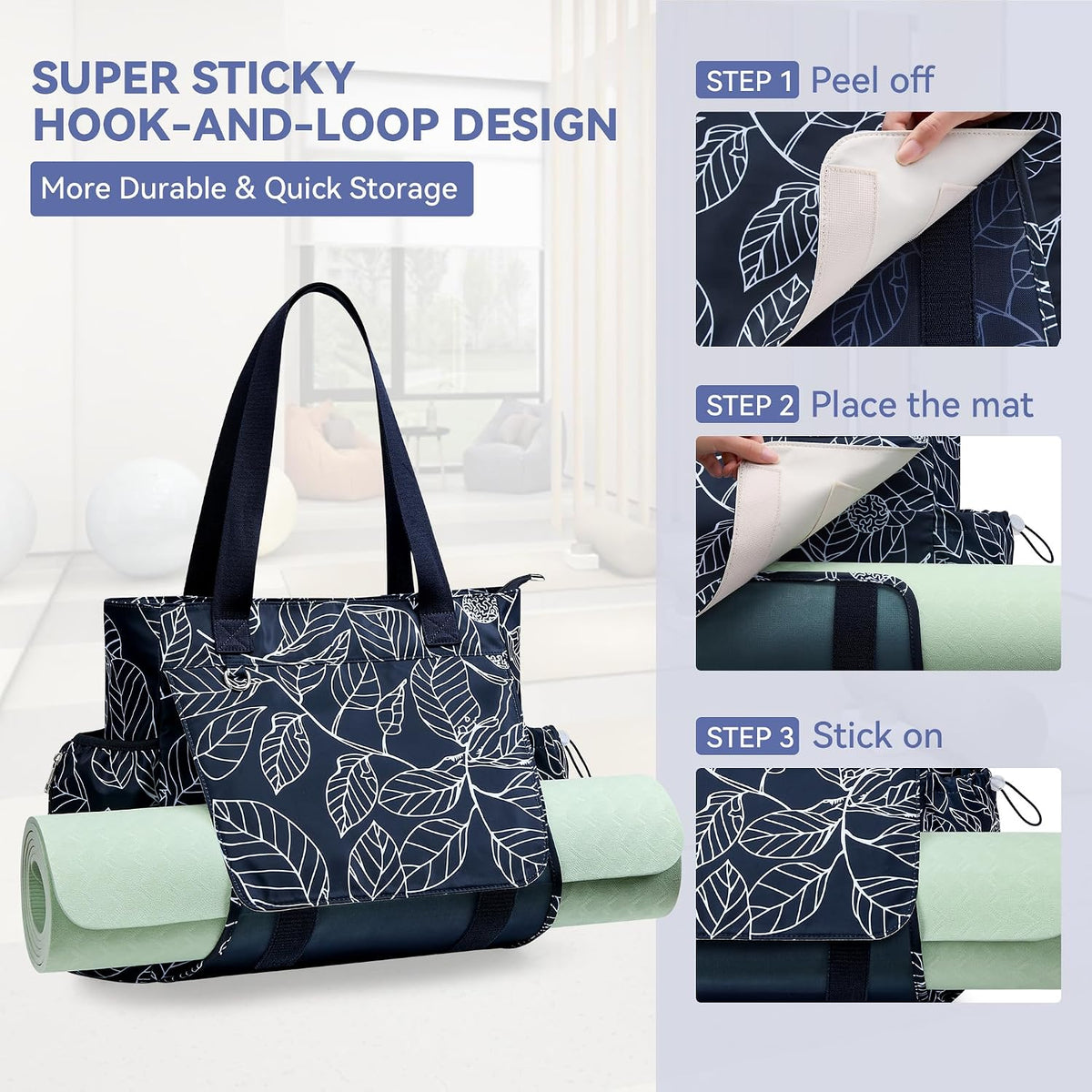 WLLWOO Yoga Mat Carrier Bag for Women Canvas Carryall Tote Gym Pilates
