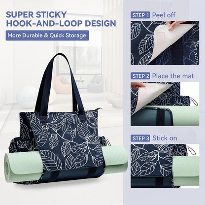 WLLWOO Yoga Mat Carrier Bag for Women Canvas Carryall Tote Gym Pilates