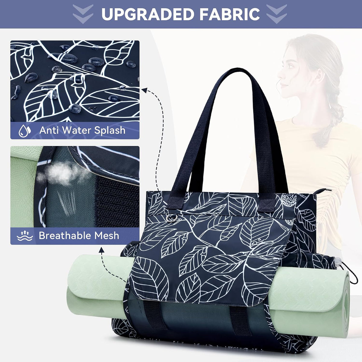 WLLWOO Yoga Mat Carrier Bag for Women Canvas Carryall Tote Gym Pilates