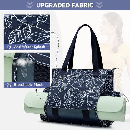 WLLWOO Yoga Mat Carrier Bag for Women Canvas Carryall Tote Gym Pilates