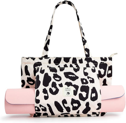 WLLWOO Yoga Mat Carrier Bag for Women Canvas Carryall Tote Gym Pilates