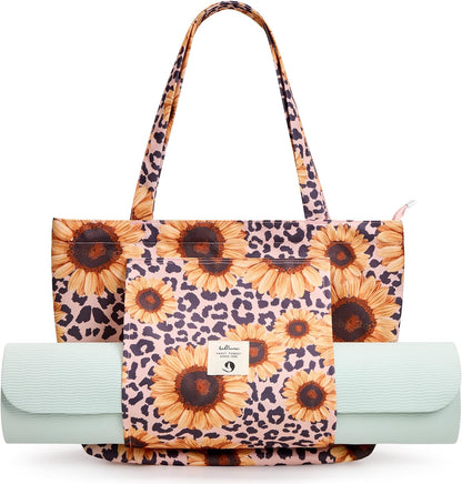WLLWOO Yoga Mat Carrier Bag for Women Canvas Carryall Tote Gym Pilates