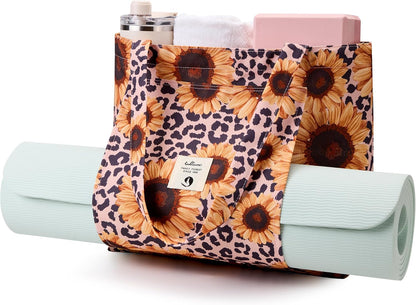 WLLWOO Yoga Mat Carrier Bag for Women Canvas Carryall Tote Gym Pilates