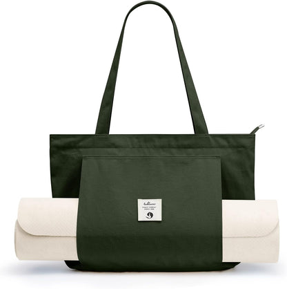 WLLWOO Yoga Mat Carrier Bag for Women Canvas Carryall Tote Gym Pilates